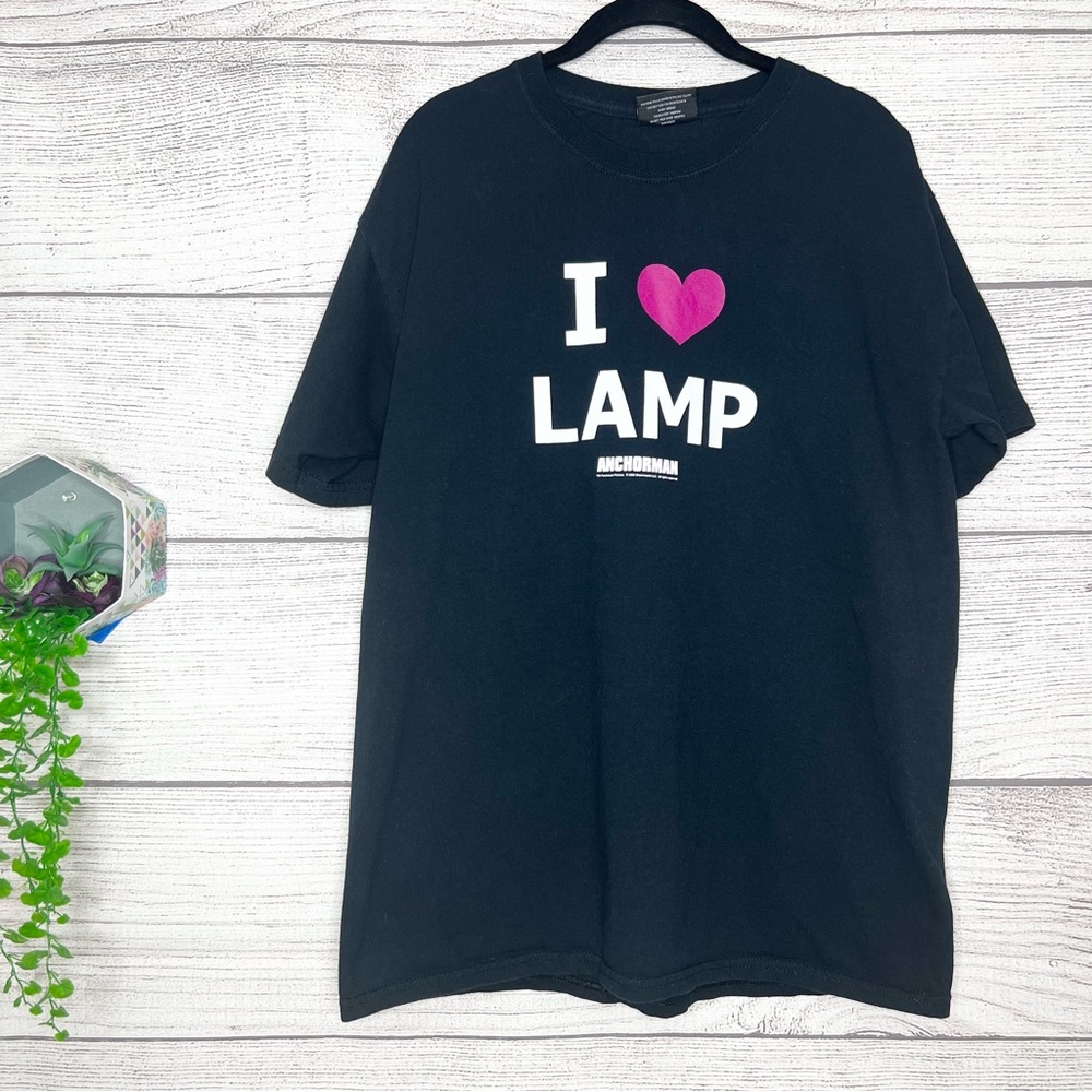 Black “I Love Lamp” Anchorman 2008 Graphic Short Sleeve T-Shirt Mens Size Large